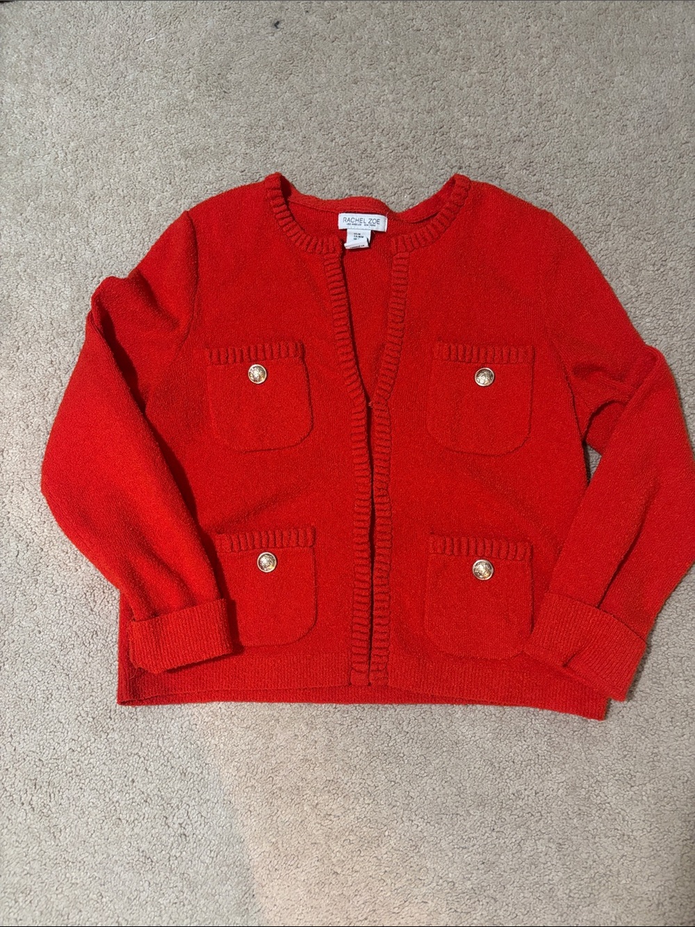Rachel Zoe Orange Open-Front Knit Cardigan